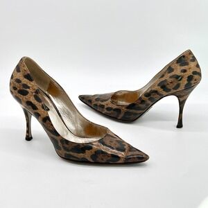 DOLCE GABBANA Animal Leopard Print Pump 38/7-7.5 Pointed Toe 3.5" Heel $495 MSRP